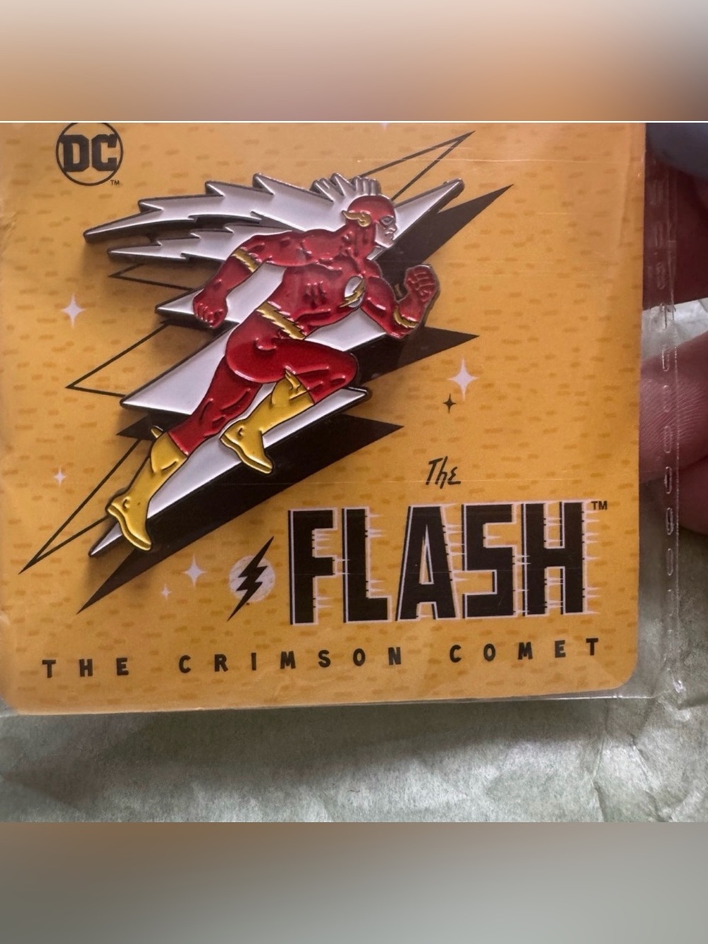 DC The Flash, specifically titled "The Crimson Comet". Collectors pin